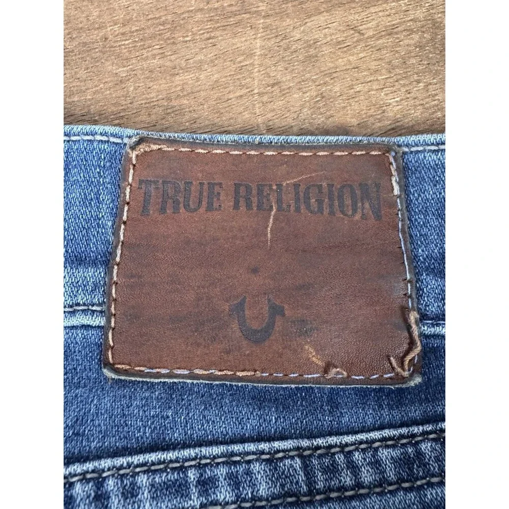 True Religion Rocco Relaxed Skinny Knee Panels Men's Blue Jeans 38